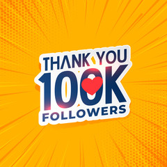 Poster - 100k social media network followers yellow background