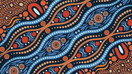 Illustration based on aboriginal style of dot background.