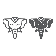 Elephant line and glyph icon, zoo and wildlife, african animal sign, vector graphics, a linear pattern on a white background.