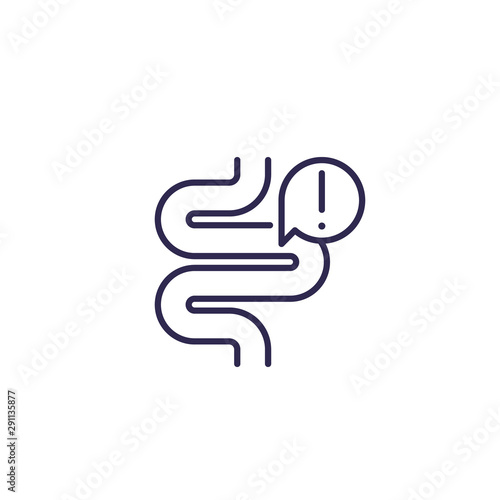 Fotomural constipation icon with bowel, line