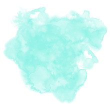 Neo Mint Watercolor Background. Abstract Vector Paint Splash, Stain Isolated On White Backdrop. Aquarelle Colorful Texture. Watercolour Neo-mint Backdrop With Free Copy Space. 