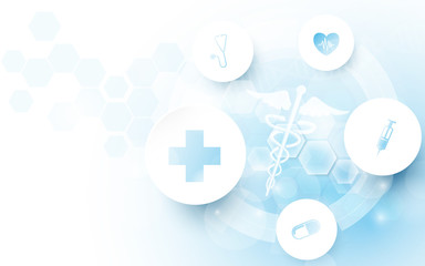 Wall Mural - caduceus medical symbol and abstract geometric with medicine and science concept background. medical