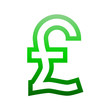 © visart - Pound currency sign symbol - green simple gradient outline, isolated - vector