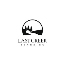  Pine Creek Logo Valley Vector Simple Modern River Design Template 