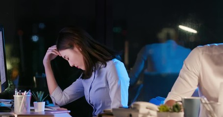 Canvas Print - businesswoman feel tired at night