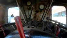4K Dynamic Moving Inside Old Steam Locomotive