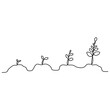 Phase of plant life continuous one line drawing minimalist vector illustration from seed, root, and leaves