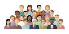 Group Of Different Nationality People. Multinational Society. Vector Illustration.