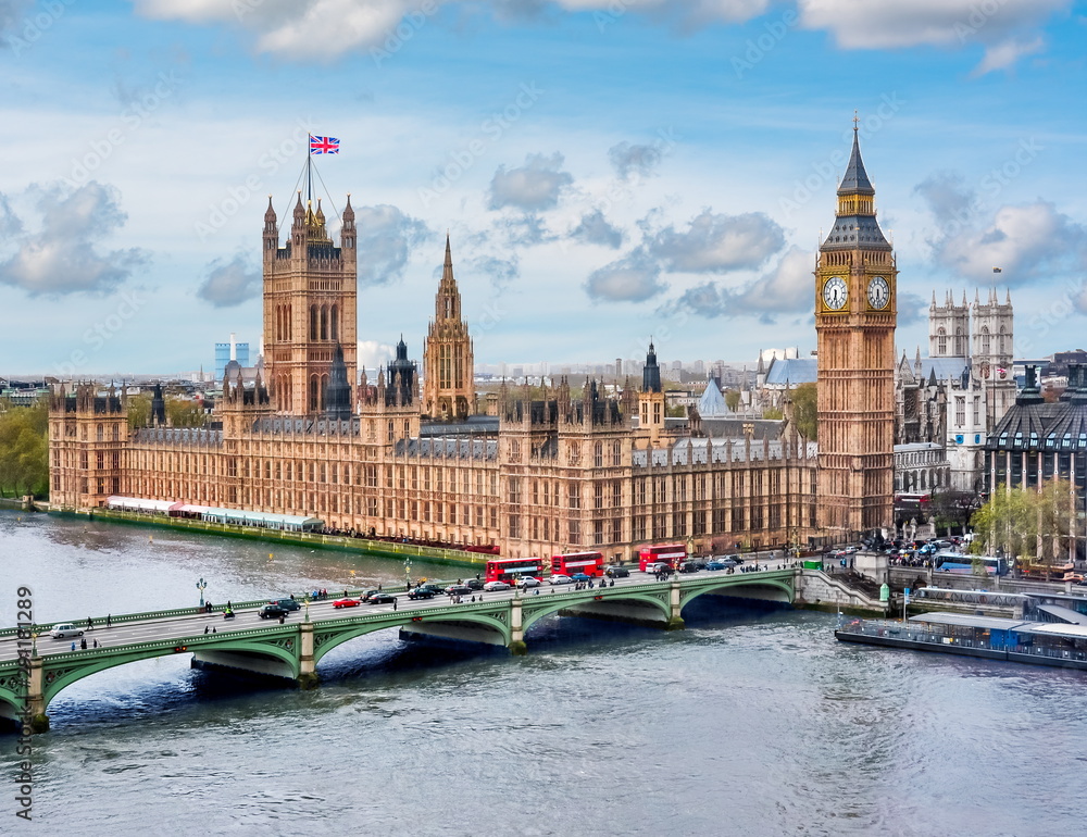 Westminster palace and Big Ben, London, UK - obrazy, fototapety, plakaty 