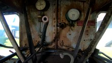 4K Forward Dolly Moving Inside Old Steam Locomotive
