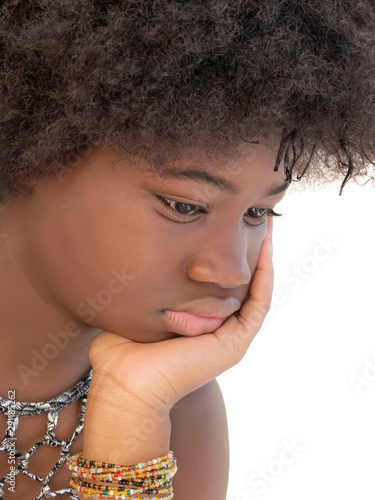 Ait Of A Teenager Girl With Kinky Hair Sulky Pout Side View
