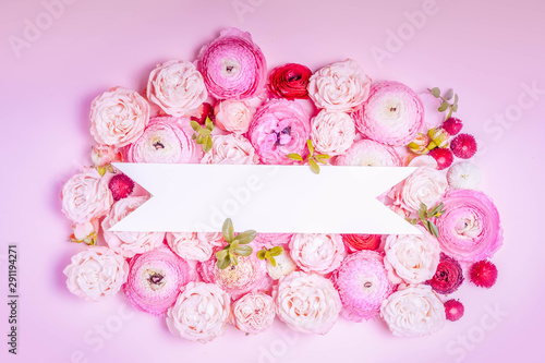 Flowers flat lay composition