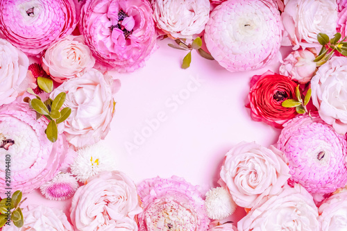 Flowers flat lay composition