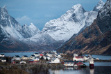 Fototapeta Góry - Beautiful landscape in Lofoten Islands in Winter, Norway 