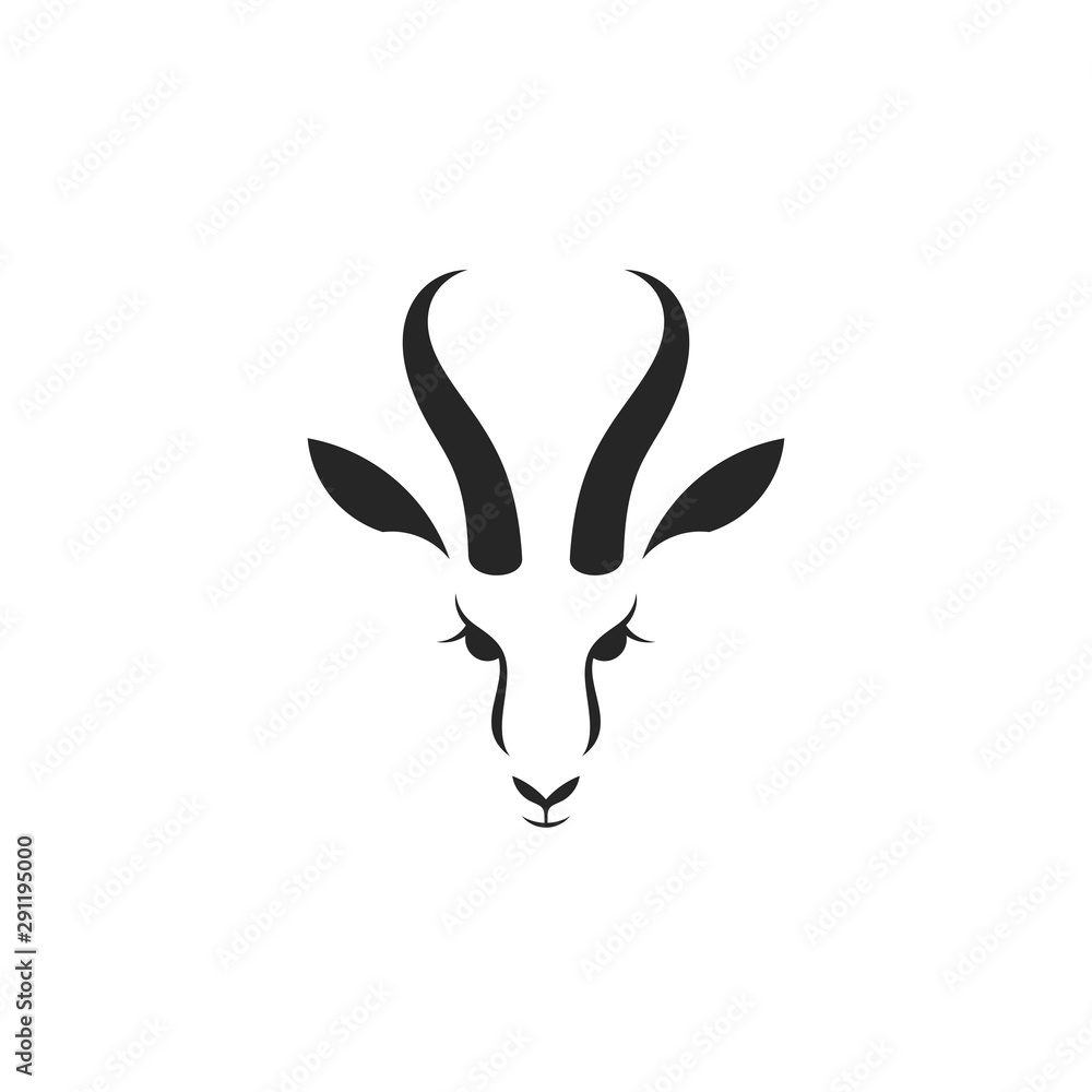 Antelope springbok. Logo. Isolated animal on white background - obrazy, fototapety, plakaty 