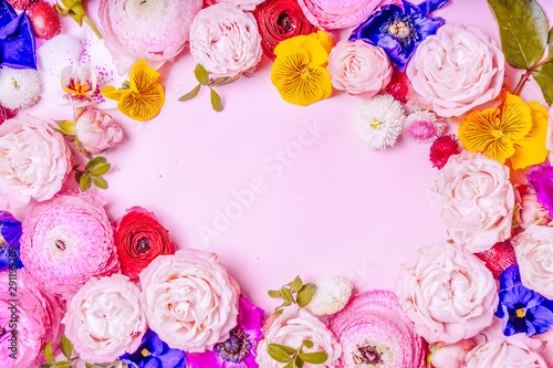 Flowers flat lay composition