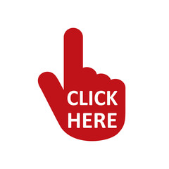 Wall Mural - click here button with hand pointer clicking. click here web button. isolated website hand finger cl