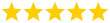 Five yellow stars rating review vector icon for apps and webdesign