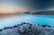 Beautiful landscape and sunset near Blue lagoon hot spring spa in Iceland