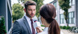 © LIGHTFIELD STUDIOS - panoramic shot of journalist holding microphone and talking with businessman in formal wear