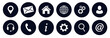 Set of standard web icons in dark blue color