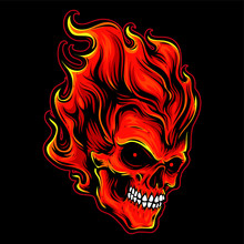 Fire Head Skull Vector Logo