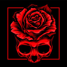 Red Skull Roses Vector Logo