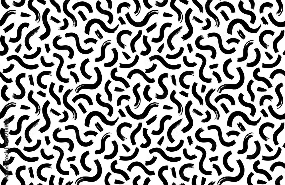 Vector seamless pattern with brush stroke elements. Stylish abstract ...