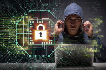 Young hacker in cybersecurty concept