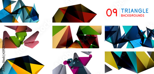 Set of geometric triangle abstract backgrounds. Repeated triangles