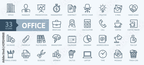 Fotografía Office - thin line web icon set