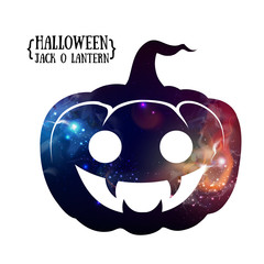 Wall Mural - Halloween pumpkin jack o lantern silhouette with space background inside