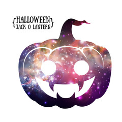 Wall Mural - halloween pumpkin jack o lantern silhouette with space background inside
