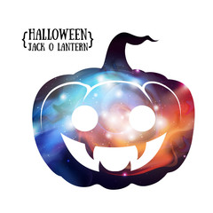 Wall Mural - halloween pumpkin jack o lantern silhouette with space background inside