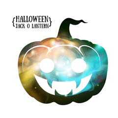 Wall Mural - halloween pumpkin jack o lantern silhouette with space background inside