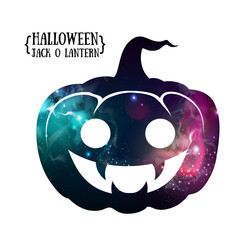 Wall Mural - halloween pumpkin jack o lantern silhouette with space background inside