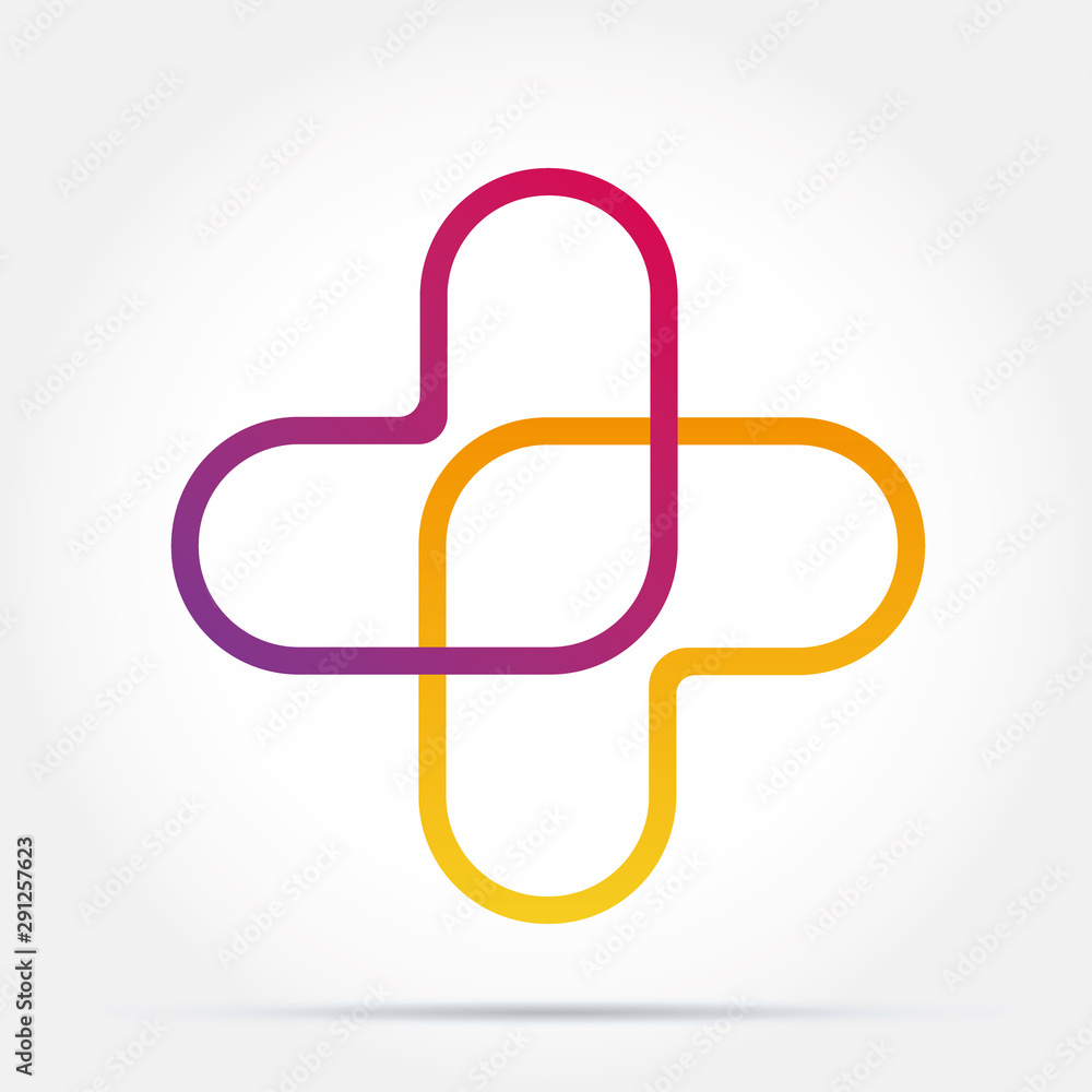 Cross plus heart medical logo icon design template elements - obrazy, fototapety, plakaty 
