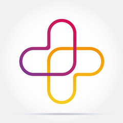 cross plus heart medical logo icon design template elements