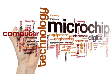 Wall Mural - Microchip word cloud