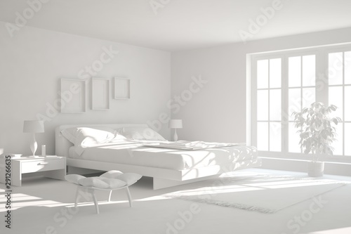 Modern Bedroom In White Color Scandinavian Interior Design