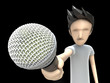 The journalist man 3d polygon in action send microphone with 3d rendering and work path include file.