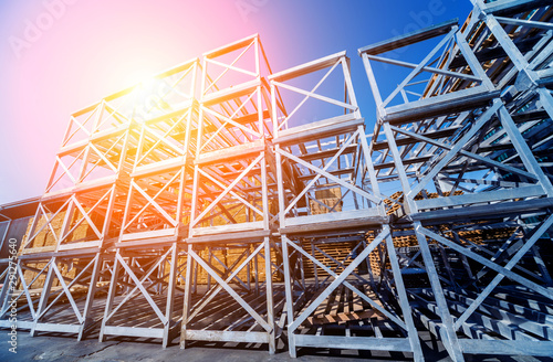 Fotografía Structure of steel. Building construction on sky background.