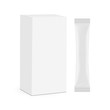 © Evgeniy Zimin - Stick sachet with paper box mockup isolated on white background. Vector illustration