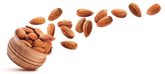 Almond isolated on white background with clipping path