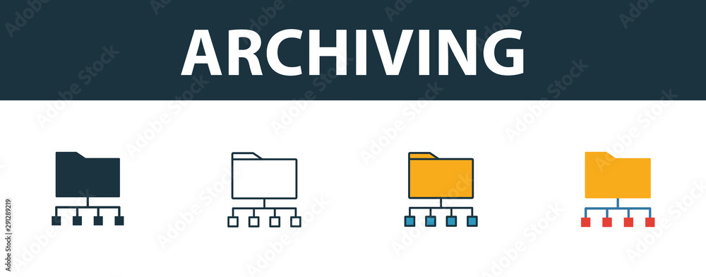 Archiving icon set. Four simple symbols in diferent styles from icons ...