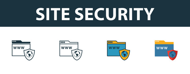 Wall Mural - site security icon set. four simple symbols in diferent styles from icons collection. creative site 