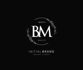 B M BM Beauty vector initial logo, handwriting logo of initial signature, wedding, fashion, jewerly, boutique, floral and botanical with creative template for any company or business.