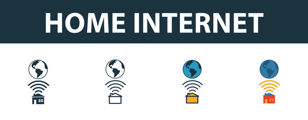 Wall Mural - home internet icon set. four simple symbols in diferent styles from icons collection. creative home 