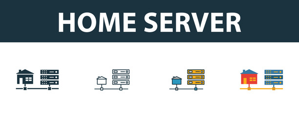 Wall Mural - home server icon set. four simple symbols in diferent styles from icons collection. creative home se