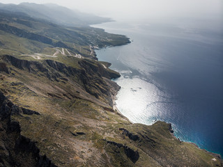 Wall Mural - View of Crete mountain over wide Mediterranean sea